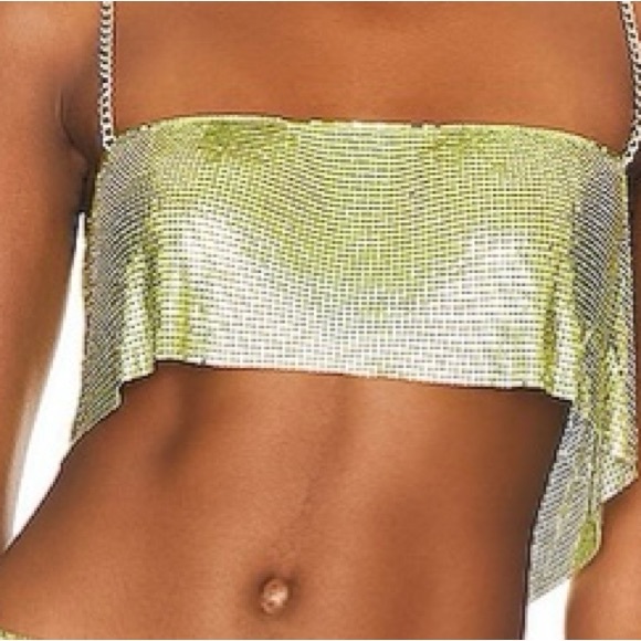 NWT Green metallic cropped top - Picture 2 of 6